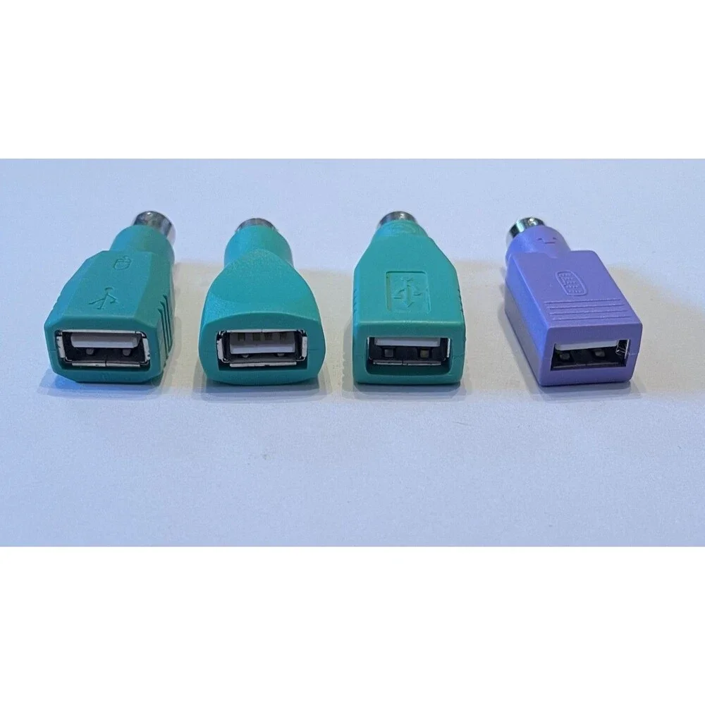 4x USB Type A Female to PS/2 Port Male Adapter Connector - Purple/Green Passive